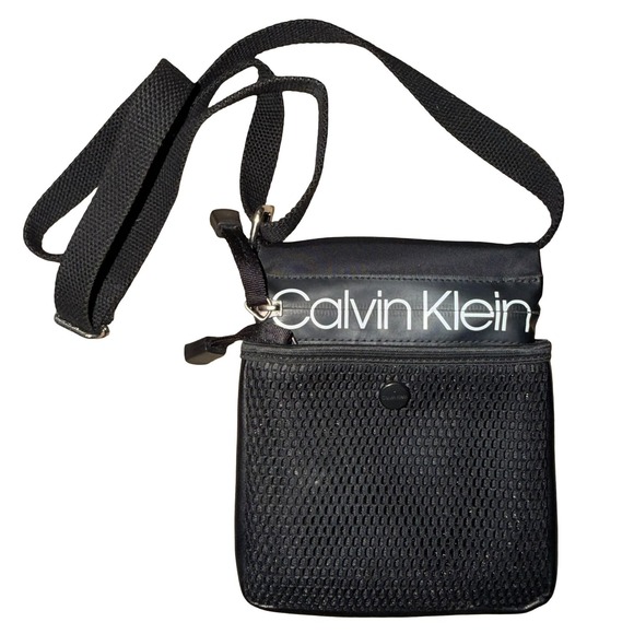 Calvin Klein Handbags - Calvin Klein Tabbie Nylon Crossbody Bag Black Mesh Front Pocket Shoulder Purse